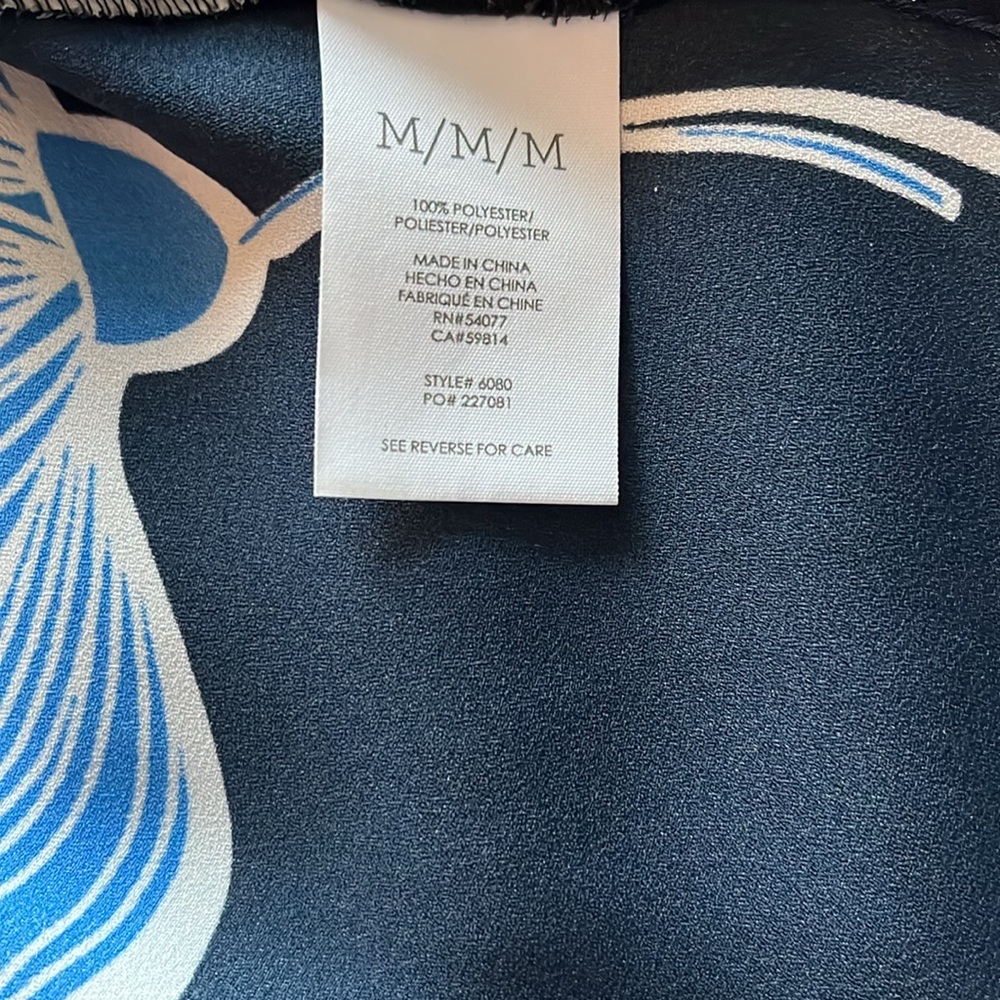 Cabi deep navy Button-Up Blouse with Blue and White Floral Print - Picture 3 of 3